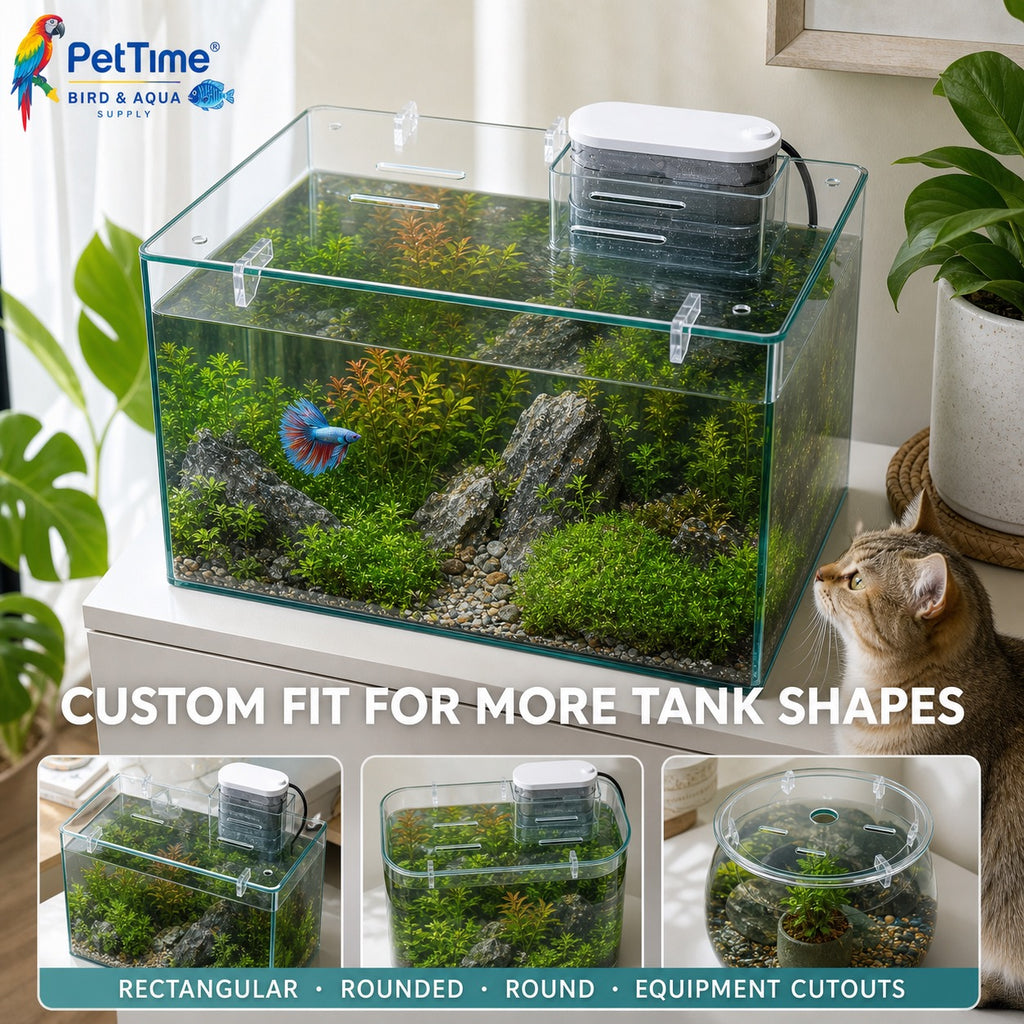 Custom-Cut Clear Aquarium Top, 5mm PC Fish Tank Lid with Filter Openings