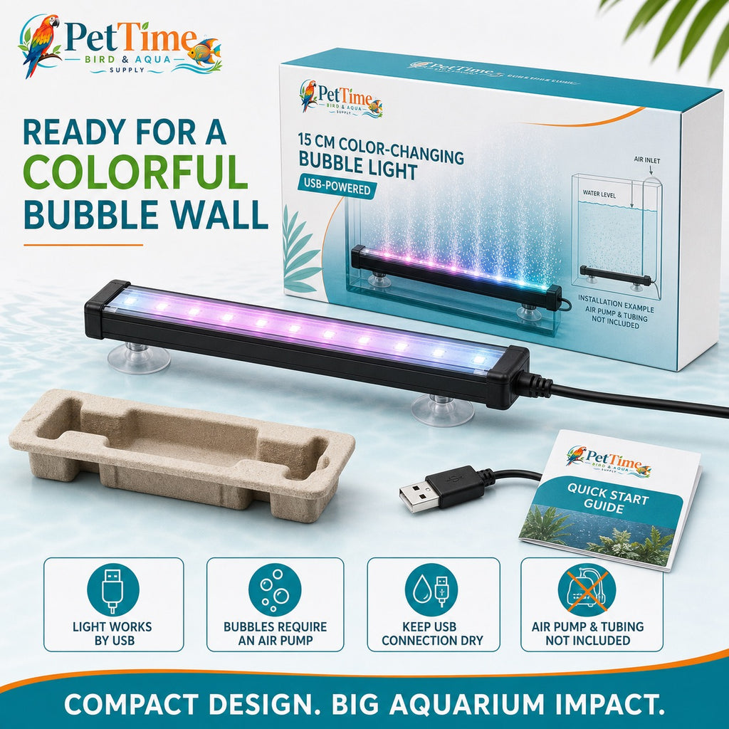 6-Inch Aquarium LED Bubble Bar with Light, USB Color-Changing