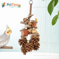 Hanging Multi-Texture Bird Chewing Toy with Apple Wood, Corn Cob and Cuttlebone, Cage Shredding and Climbing Toy