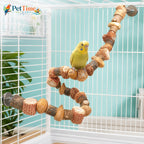 Natural Parrot Chew Perch, Climbing Stand with Corn Cob, Apple Wood and Plant Textures