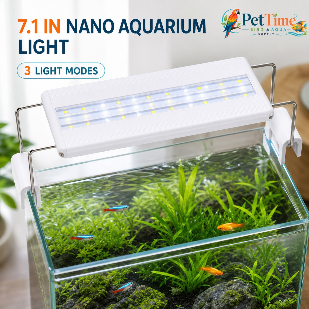 7-Inch Clip-On Aquarium LED Light, Slim 3-Mode Fish Tank Lamp