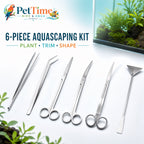 6-Piece Aquascaping Tools Kit, Stainless Steel Aquarium Scissors, Tweezers and Double-Ended Substrate Spatula