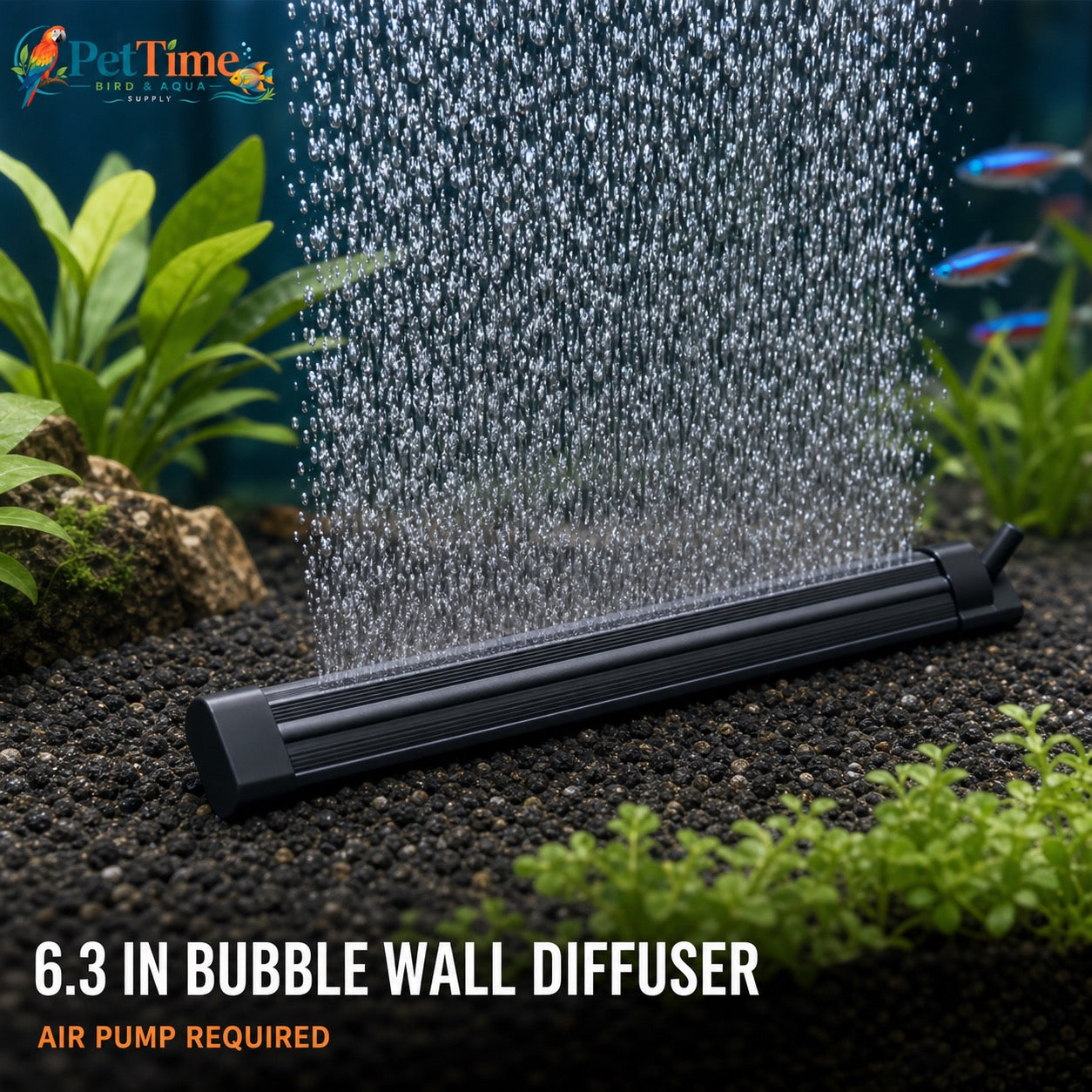 6.3-Inch Aquarium Bubble Wall Air Stone Bar, Air Diffuser Bar