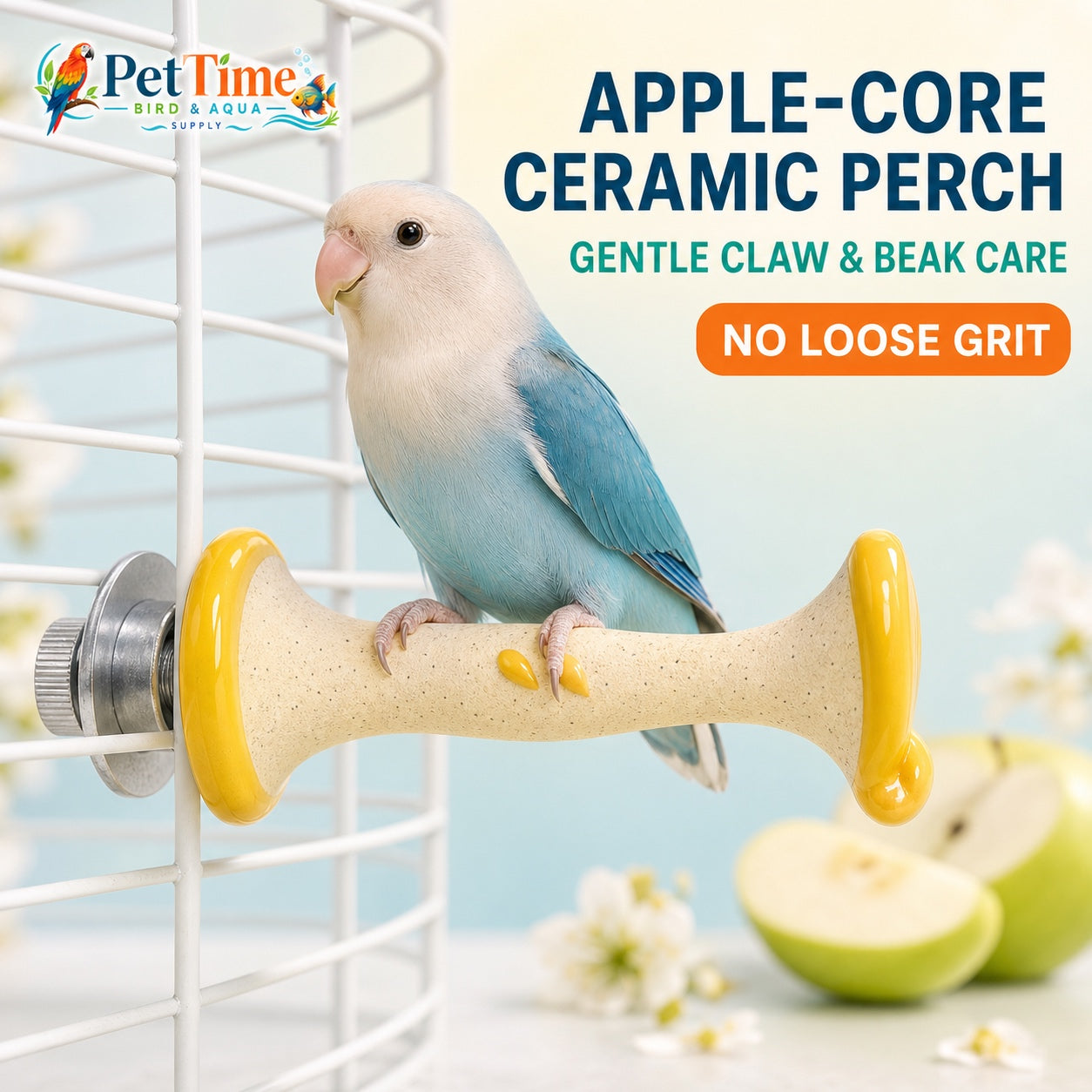 Tafit Ceramic Bird Perch, Apple Core Shaped Parrot Nail Care
