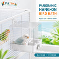 2-in-1 External Bird Bath and Feeder for Cage, Clear Parrot Bathtub