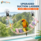 Window Suction Cup Bird Perch and Rope Ladder, Window Parrot Climbing Toy