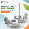 2 Pack Parrot Fruit Skewers with Catch Trays, Bird Food Holders