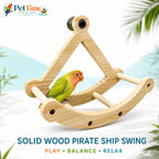 Pirate Ship Bird Swing Perch, Cage-Mounted Parrot Rocking Toy
