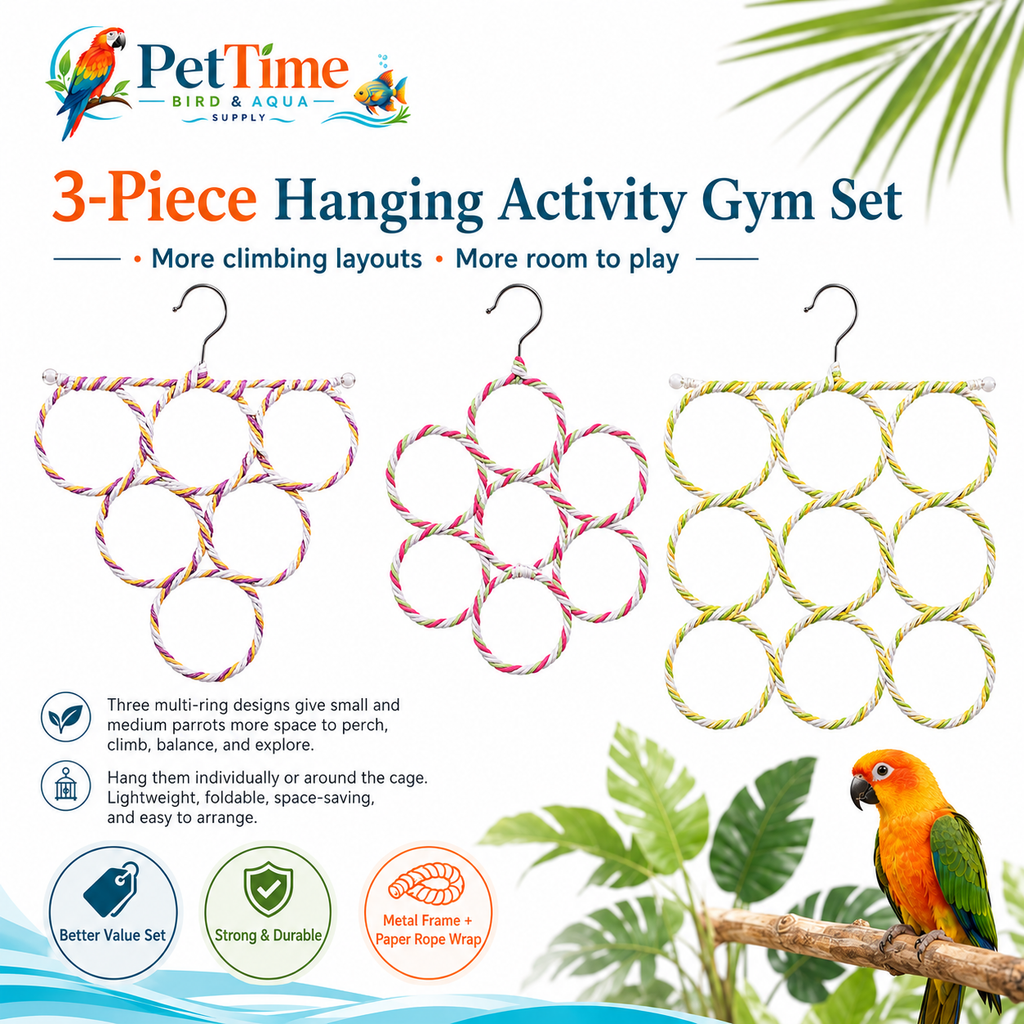 3 PCS Ring Bird Climbing Net, Foldable Bird Rope Swing and Activity Net
