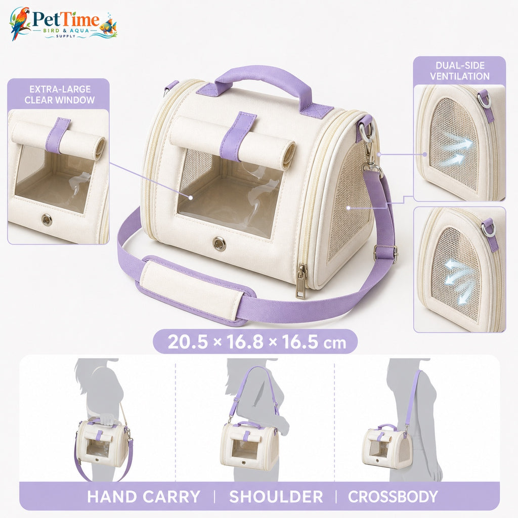 Small Bird Carrier with Clear Window, Compact Bird Travel Bag