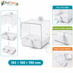 2-in-1 External Bird Bath and Feeder for Cage, Clear Parrot Bathtub