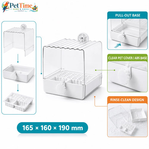 2-in-1 External Bird Bath and Feeder for Cage, Clear Parrot Bathtub