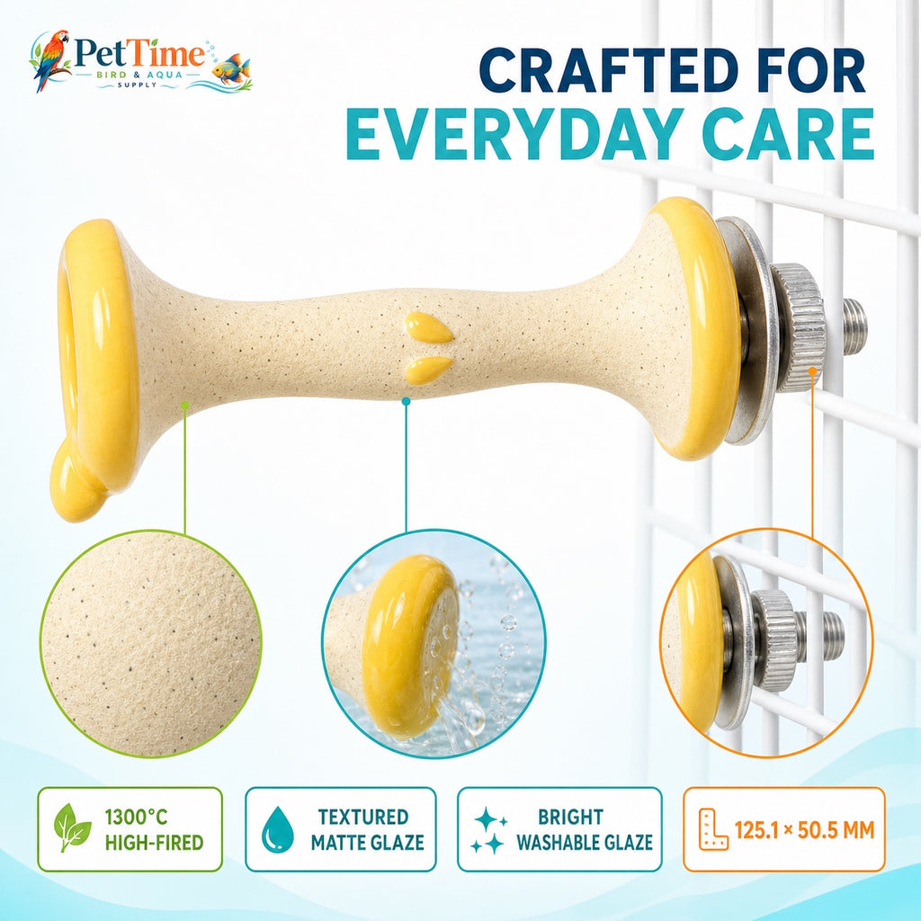 Tafit Ceramic Bird Perch, Apple Core Shaped Parrot Nail Care