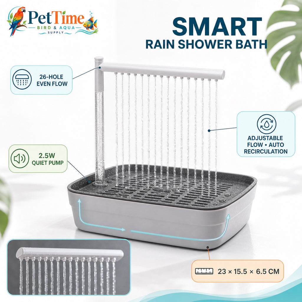 Automatic Bird Bath with Pump, 26-Hole Rain Shower Parrot Bath